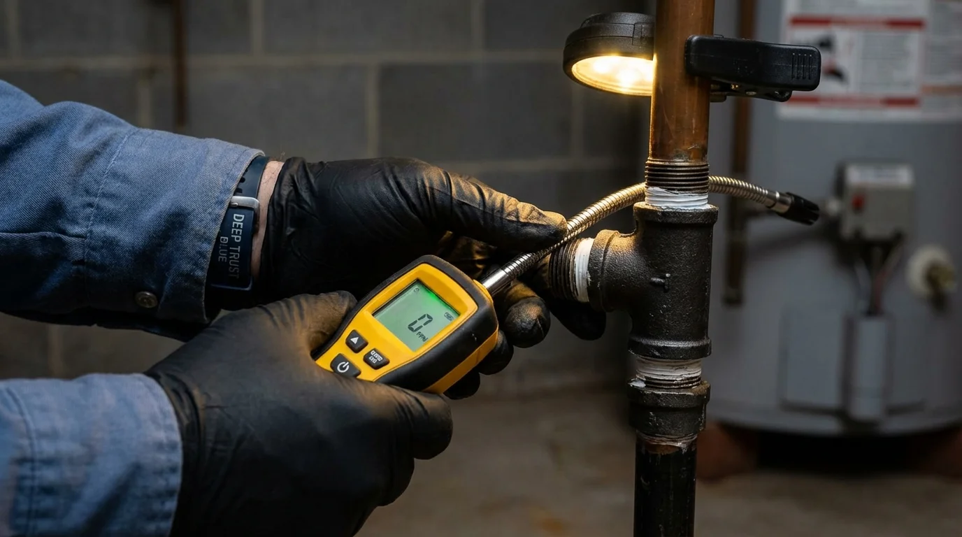 Gas leak detection with electronic sniffer by Johns Plumbing LLC in Federal Way