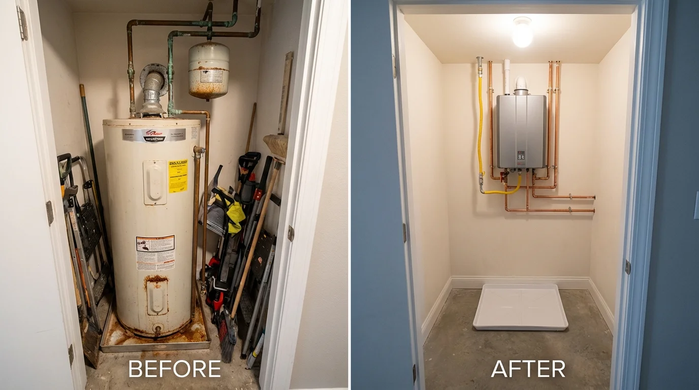 Tank water heater versus wall-mounted tankless unit comparison for Federal Way, WA homeowners