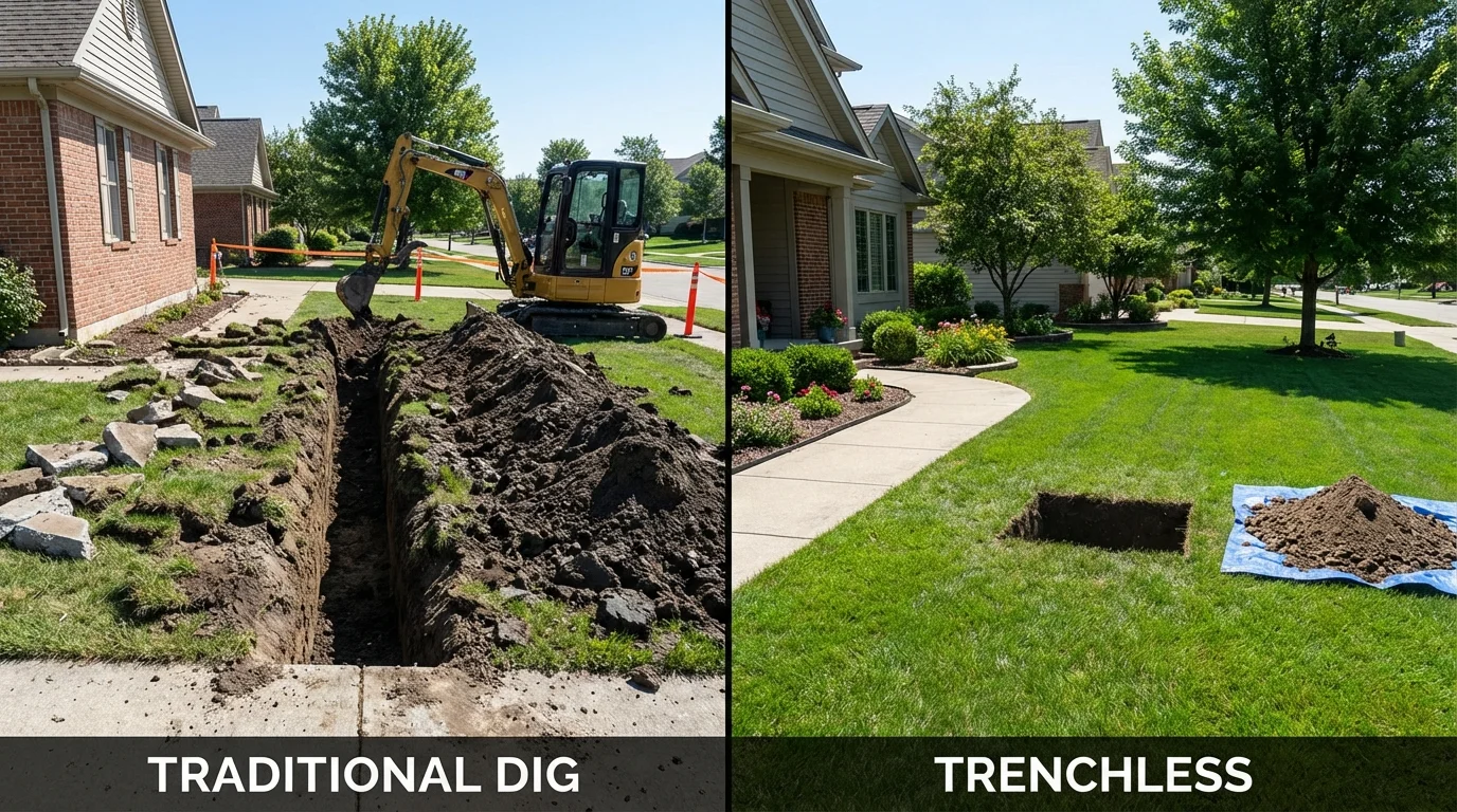 Trenchless sewer repair with minimal yard damage versus traditional excavation in Federal Way, WA